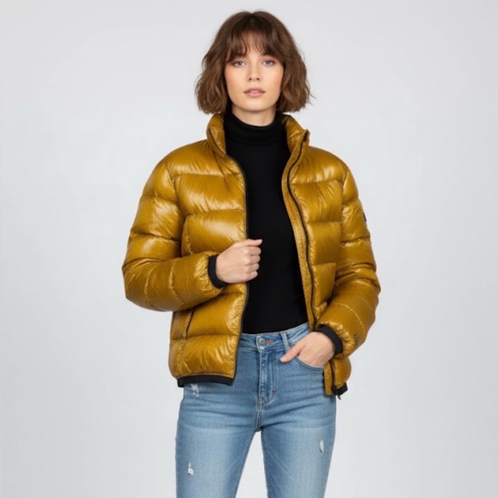 DKNY Metallic Gold Quilted Jacket A1